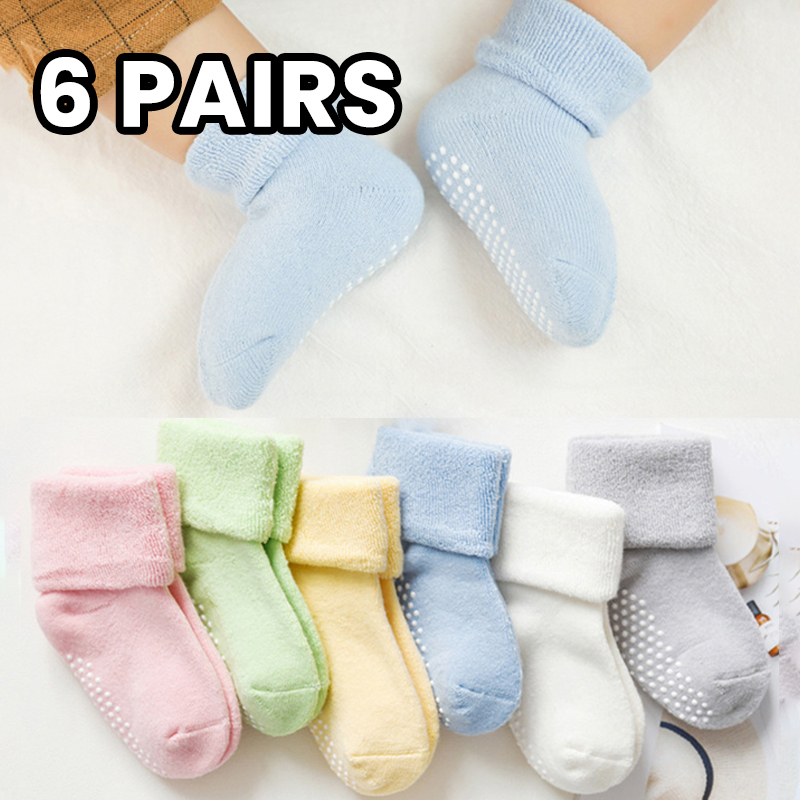 Unisex Baby Socks Non Slip - 6 paia di calzini per bambini