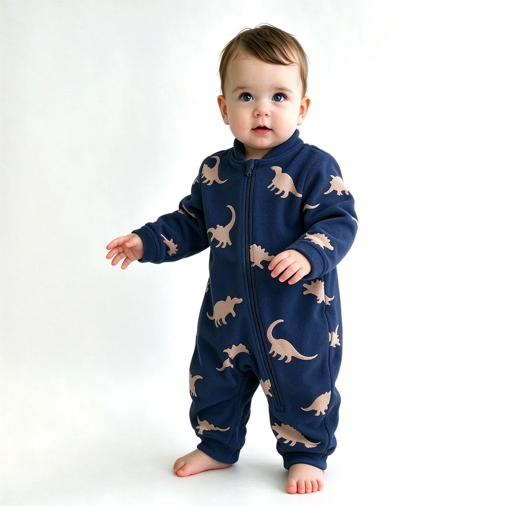 Cotton Baby Onesies Zipper - Tutina in pile morbida e calda