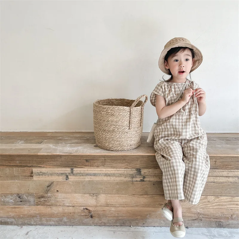 Salopette scozzese per neonate - Baby Summer Linen Sleeveless Jumpsuit recensione e prezzo